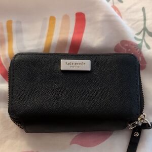 kate spade black zip-around wristlet wallet